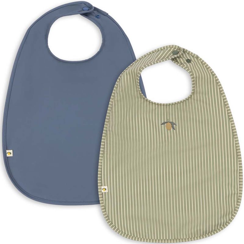 Konges Sløjd 2-pack smekke i PU til baby, Tea Stripe/Flint Stone