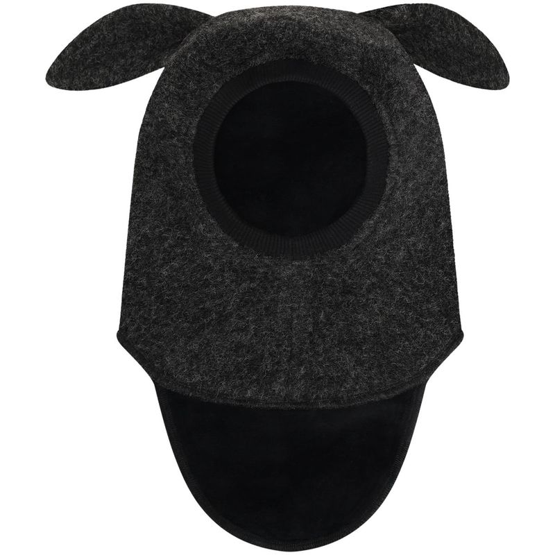HUTTEliHUT balaclava i ull m/kaninører, Dark Grey Melange