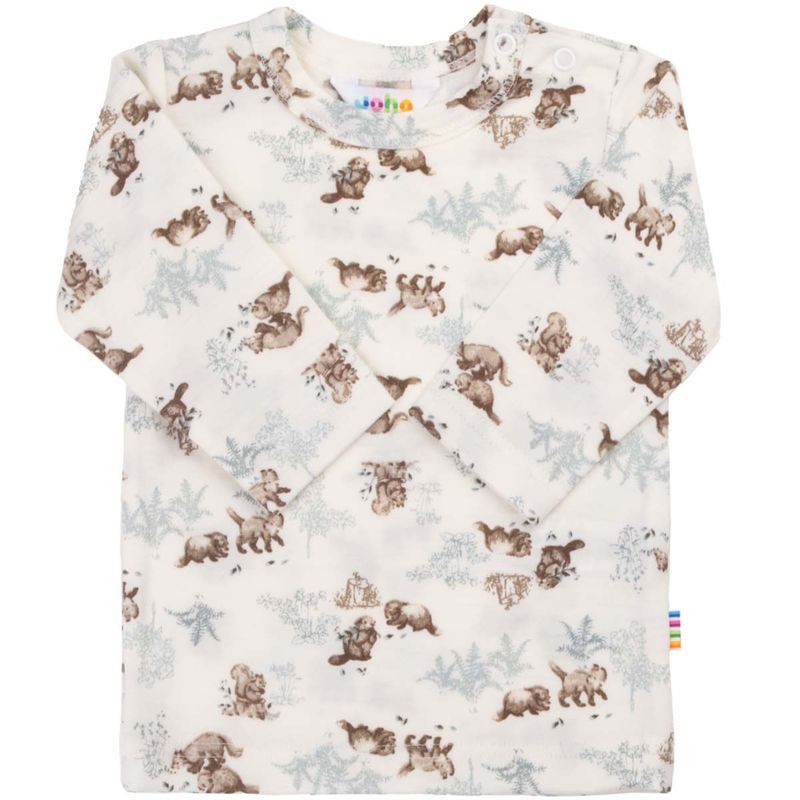 Joha genser i ull til småbarn, Off white/Forest