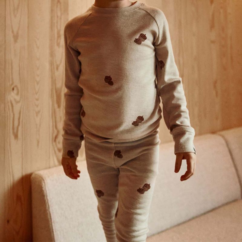 Gullkorn Idde sett i ull/viskose til barn, Beige (P)