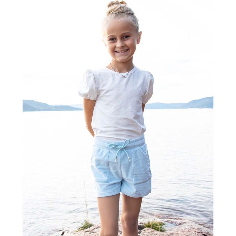 Vilje & Ve Hermine velour shorts til barn, Ice Blue