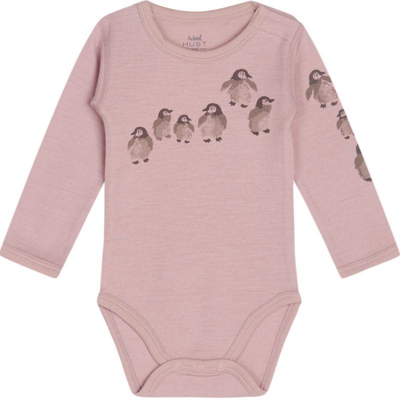 Hust & Claire body i ull med pingviner, Shade rose
