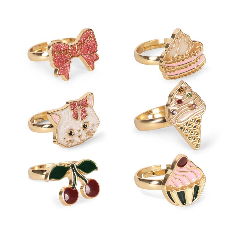 Konges Sløjd Kitty pakke med 6 ringer, Gold