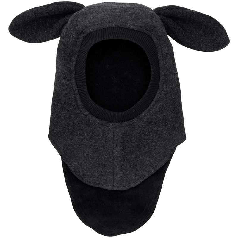 HUTTEliHUT Balaclava Kaninører tovet ull, Dark Grey