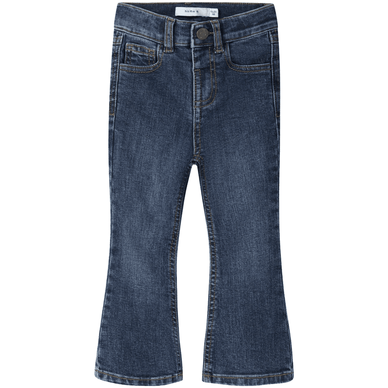 Name It Nmfpolly bootcut jeans til småbarn, Dark Blue Denim