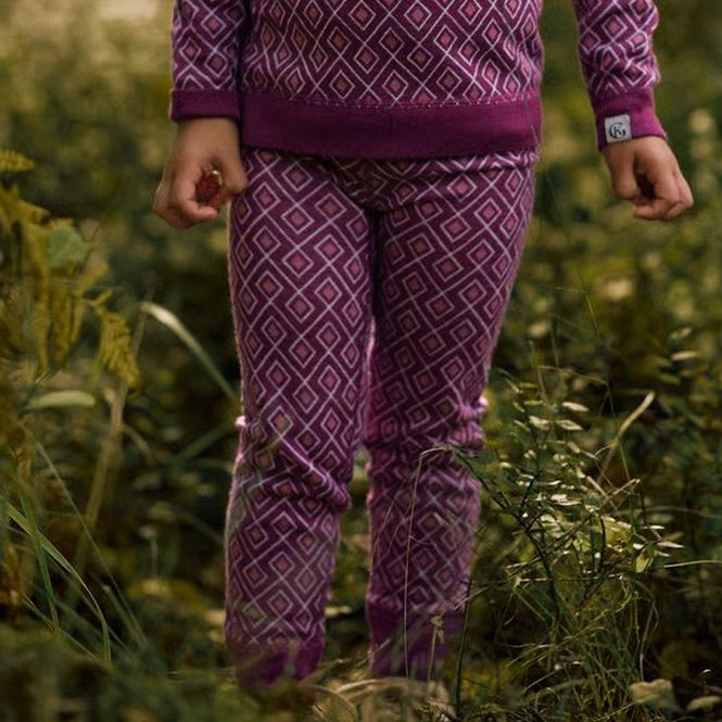Hovedbilde Gullkorn Achon bukse i ull/modal til barn, Drue ...