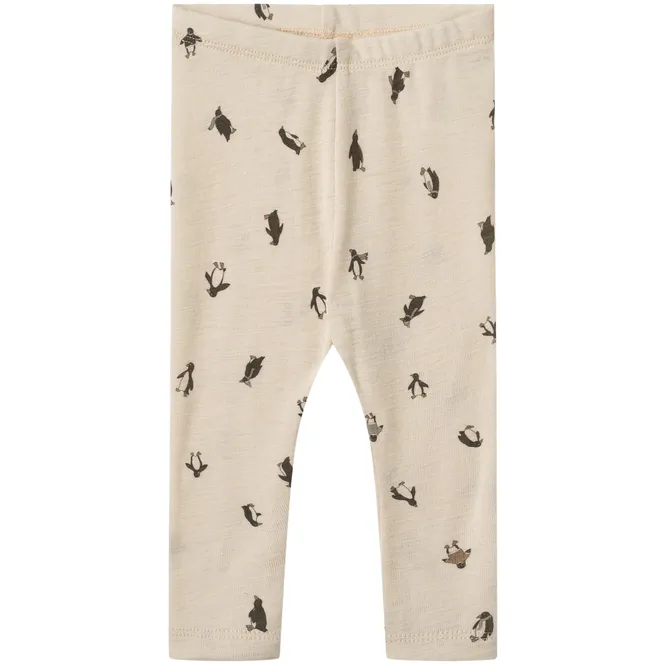 Hovedbilde Wheat leggings i ull til baby, Penguins
