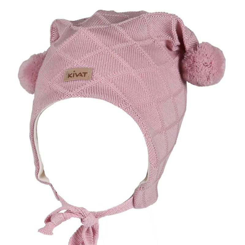 Kivat vinterlue i ull med rutemønster, Soft Rosa