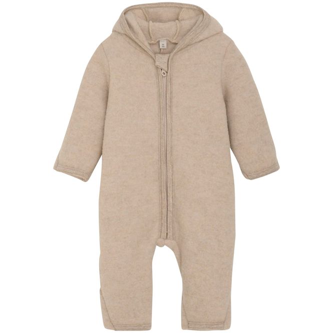 Hovedbilde HUTTEliHUT Ullfleecedress med ører, Camel Melange