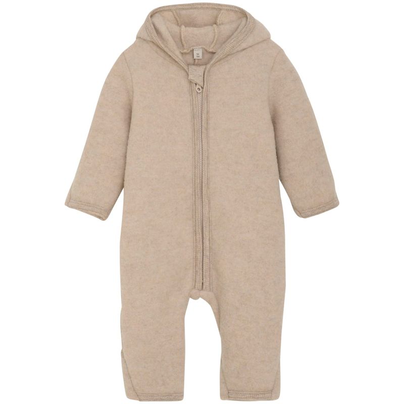 HUTTEliHUT Ullfleecedress med ører, Camel Melange