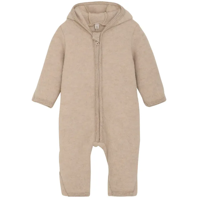 Hovedbilde HUTTEliHUT Ullfleecedress med ører, Camel Melange