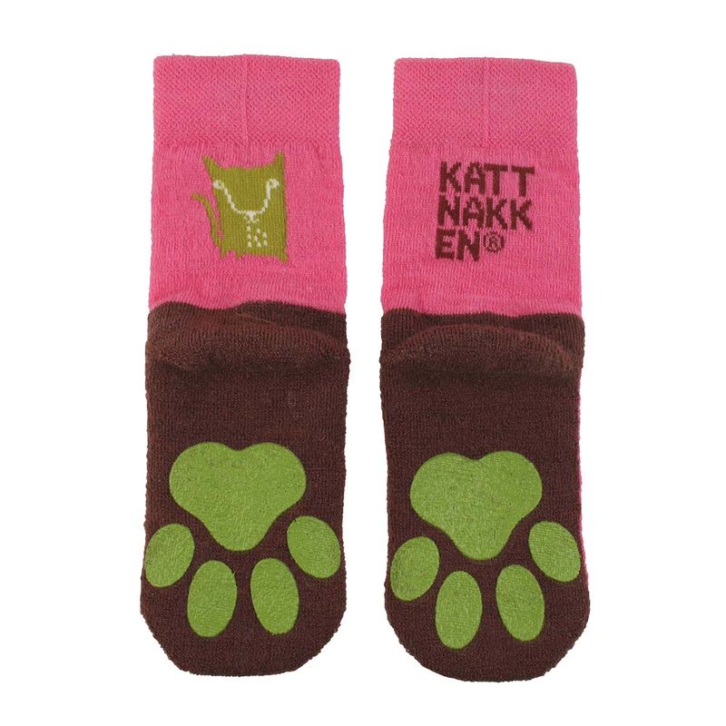 Kattnakken ullsokker med antiskli, Superrosa
