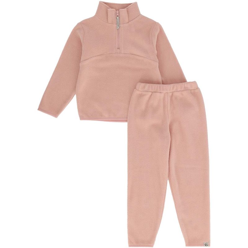 Gullkorn Berg fleece-sett til barn og baby, Tåkerosa