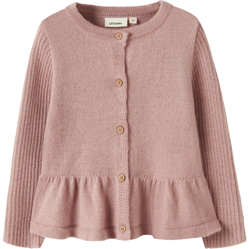 Lil' Atelier Nmfnomo cardigan i ull til småbarn, Fawn