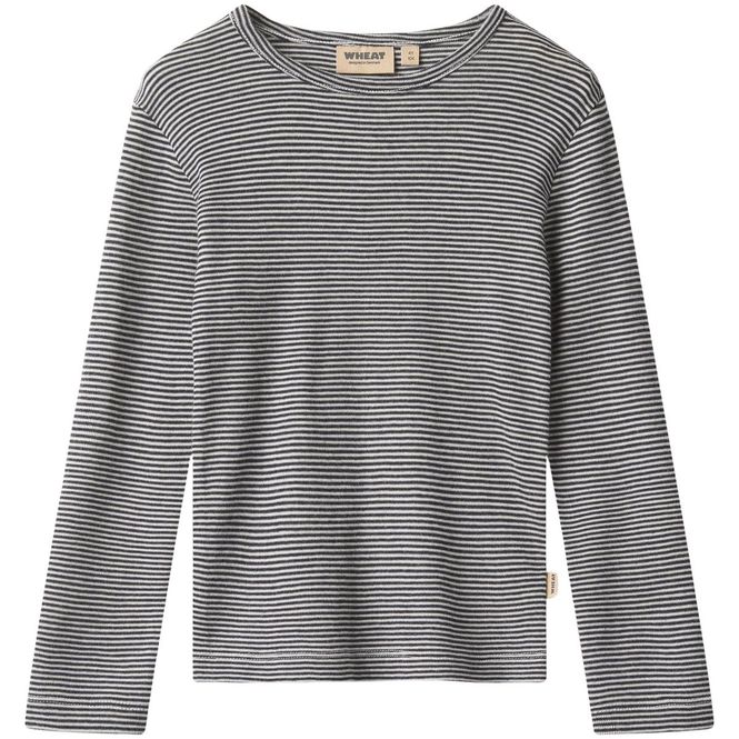 Hovedbilde Wheat Alfie genser i ull til barn, Navy Stripe