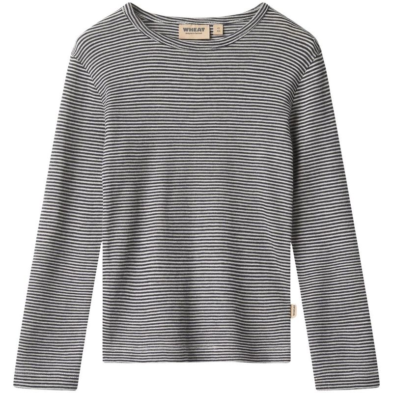 Wheat Alfie genser i ull til barn, Navy Stripe