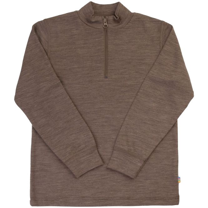 Hovedbilde Joha half-zip genser i ull/silke til barn, Brown