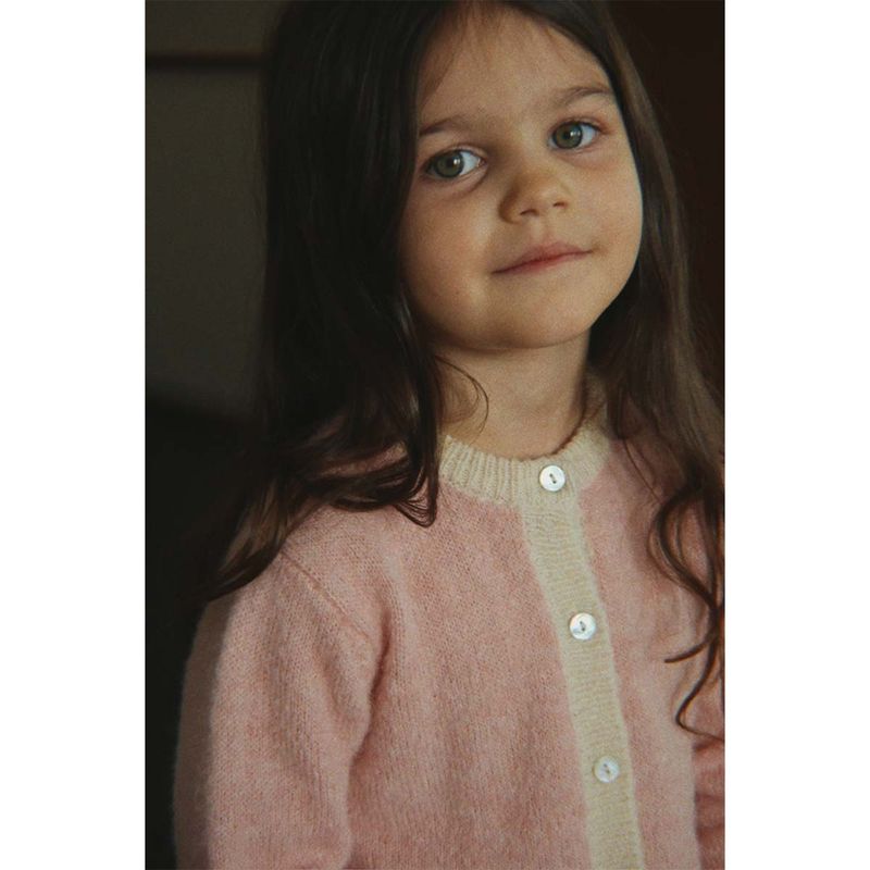 Konges Sløjd Kitty cardigan i ull til barn, Silver Pink