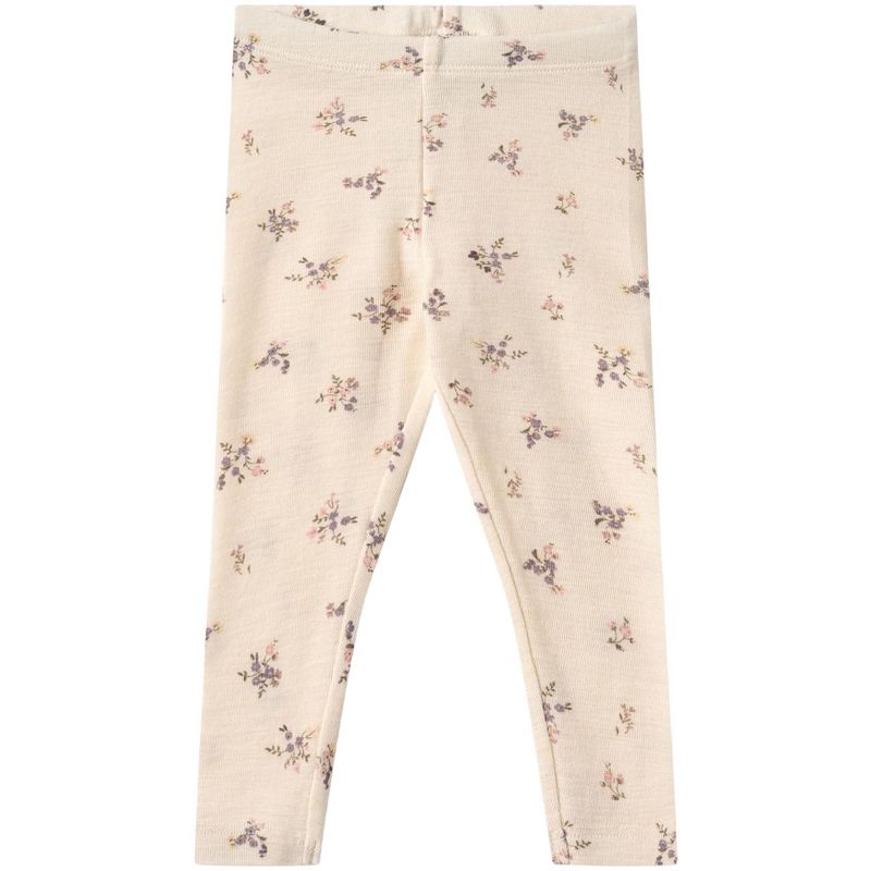 Wheat Agi leggings i ull til baby, Eggshell Flowers