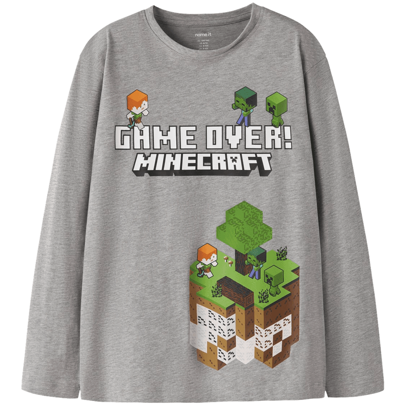 Name It Nkmar Minecraft genser til barn, Grey Melange