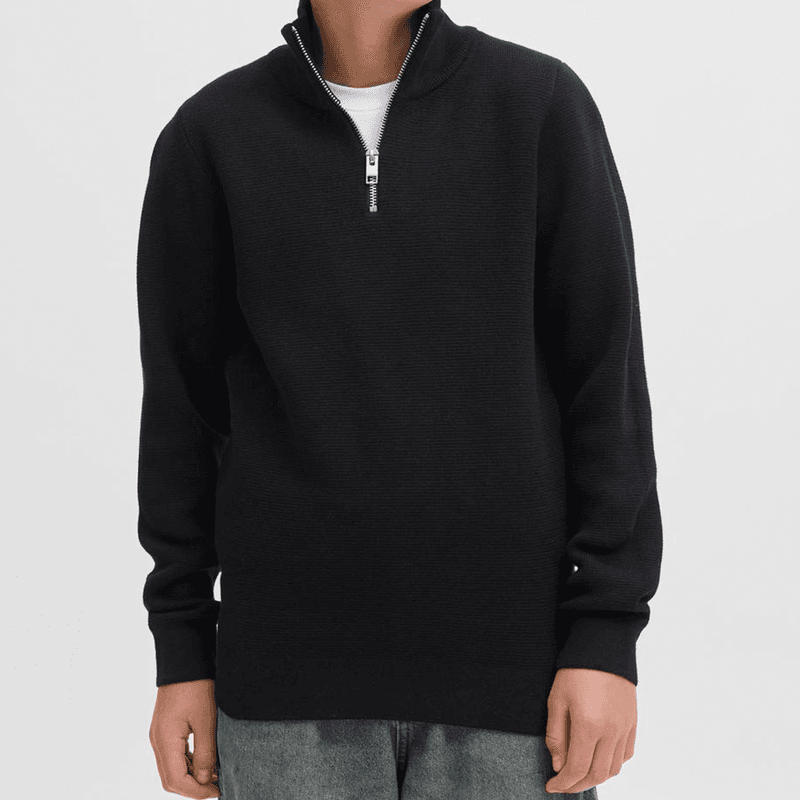 Jack and Jones Junior blamilano half-zip genser, Black