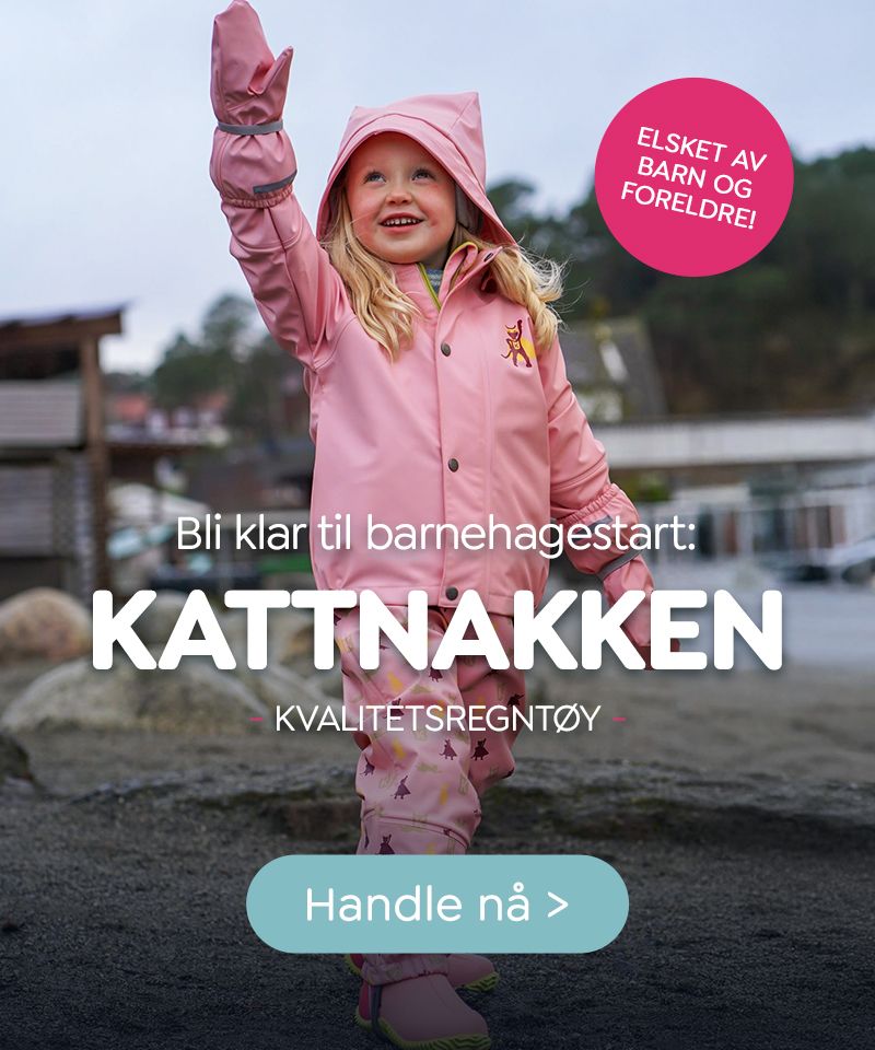 Kattnakken regntøy til barn – slitesterkt kvalitetsregntøy til barnehagestart, barnehage og lek i all slags vær.