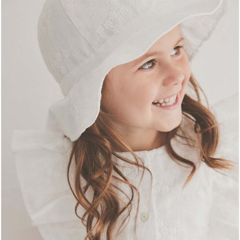 HUTTEliHUT Embroidery solhatt til barn, Antique White