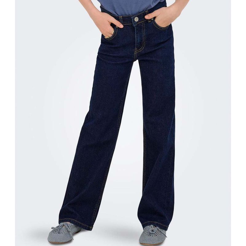 Kids Only Kogjuicy wide-leg jeans til barn, Dark Blue Denim