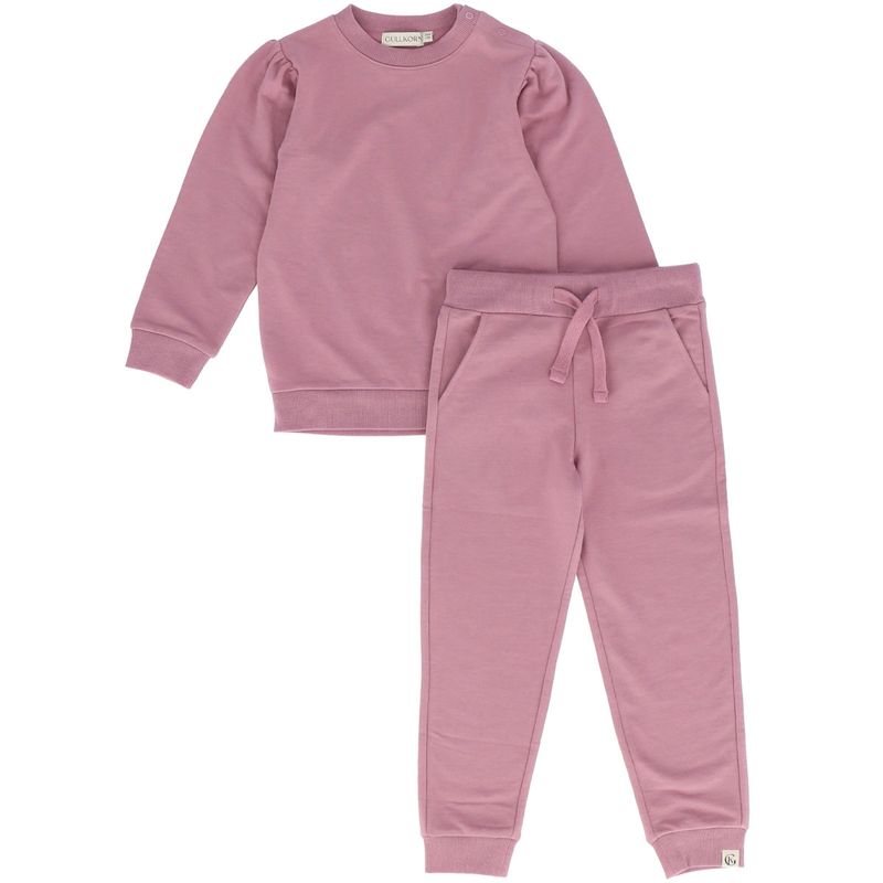 Gullkorn x Dressmykid joggedress-sett til barn, mørk rosa