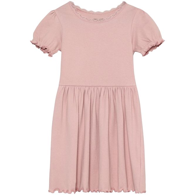 Hovedbilde HUTTEliHUT Rib kjole til barn, Pale Mauve