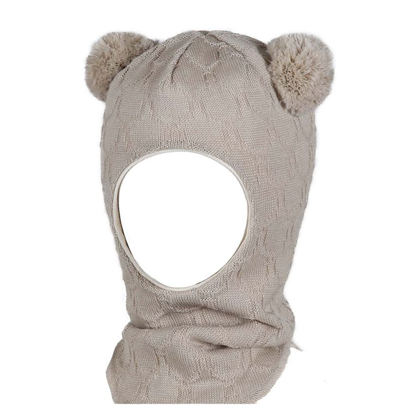 Kivat balaclava lue med store dusker, Latte