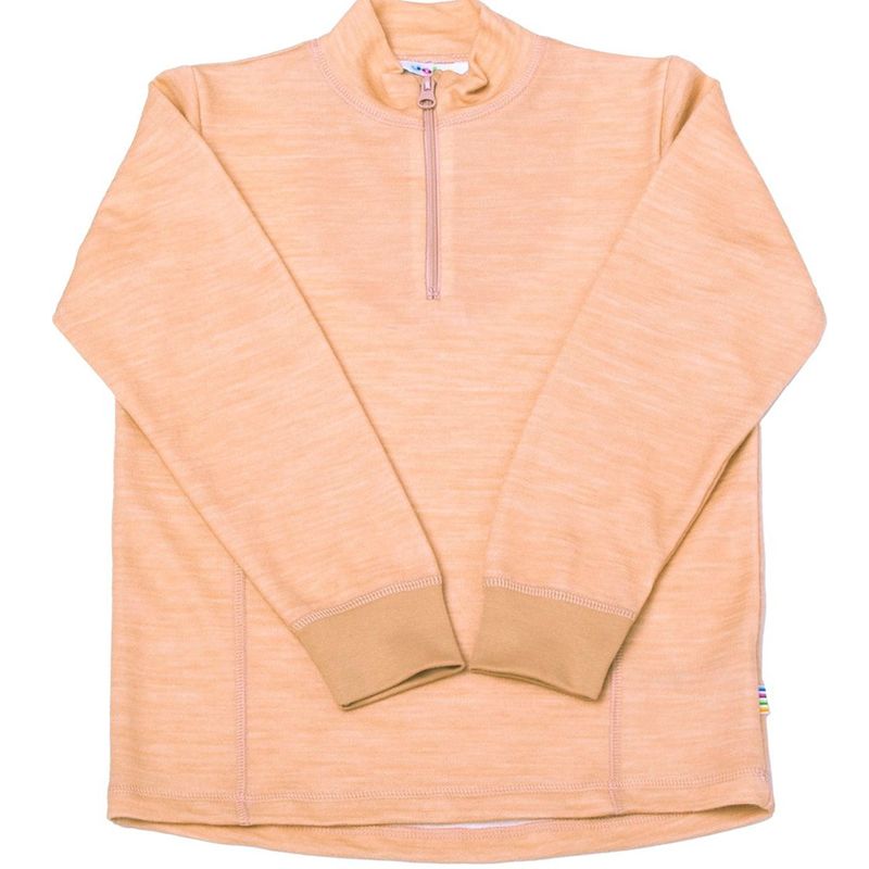 Joha Snowflake genser i ull/bambus med zip, Peach